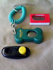Clicker-training clickers come in various shapes and forms.